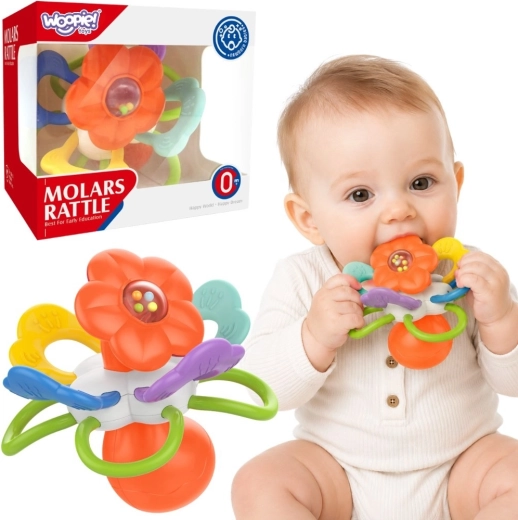 WOOPIE BABY sensorisk rangle og bidelegetøj blomst til babyer 0 m+
