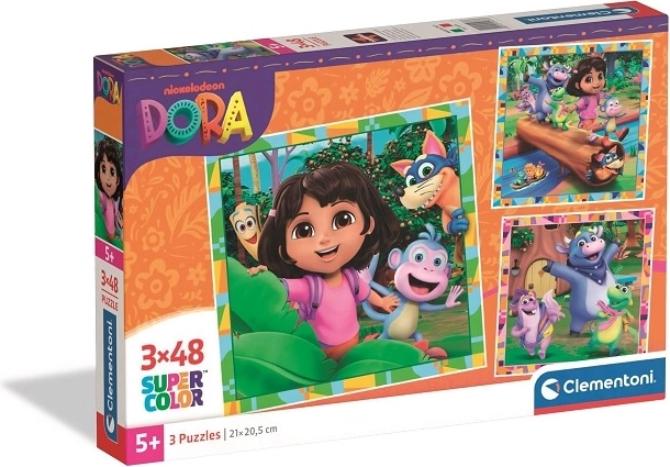 Clementoni puzzle Dora 3x48 brikker SuperColor
