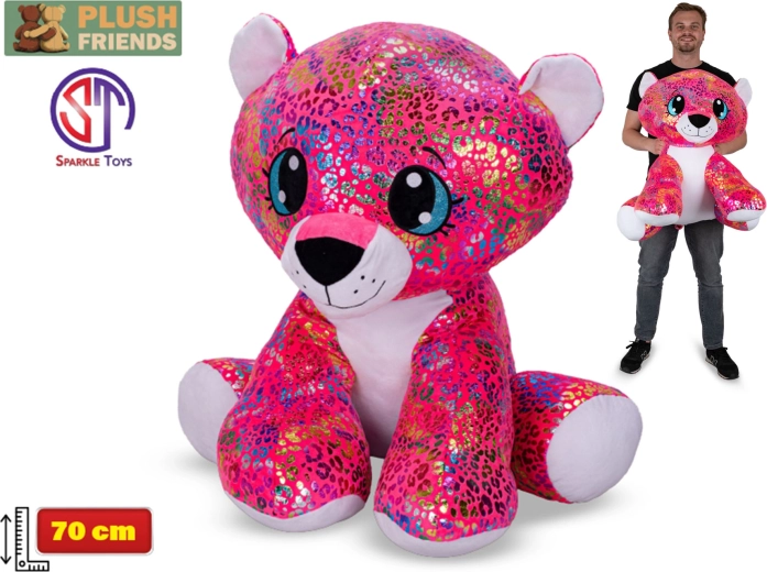 Plyssødt leopard med regnbueglans 70 cm – Plush Friends Star Sparkle