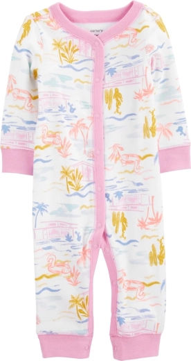 Carter's Sleep&Play Pink Palm bomuldsoverall uden fod med trykknapper til pige, størrelse 56 (NB)