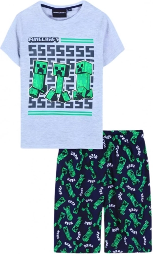 Minecraft-børnepyjamas i grå og mørkeblå