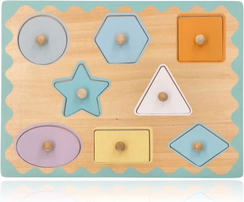 Træpuslespil med knopper – former