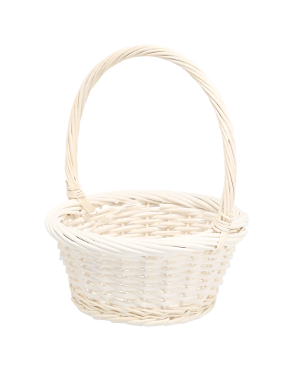 Hvid rattan kurv med hank 25 × 25 × 12/31 cm