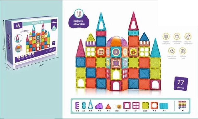 Magnetisk 3D byggesæt – 77 dele