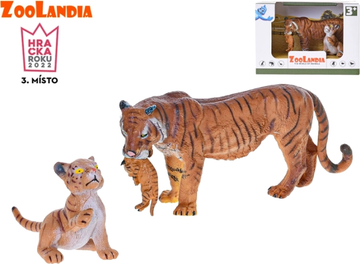 Zoolandia tigermor med unger figurer 7–15 cm i æske