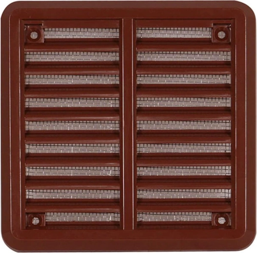 Ventilationsgitter med net, brun, 100 × 100 mm