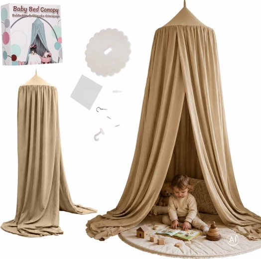 Børnesengehimmel over seng boho beige