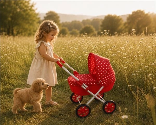 New Baby dukkevogn til børn Anička rød