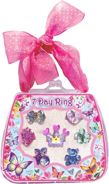 Sæt med glitrende ringe til hver dag, 7 stk.