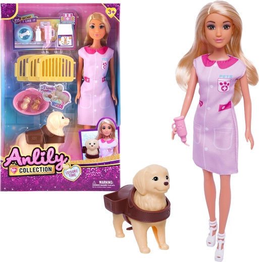 Dyrlæge-dukke med hund