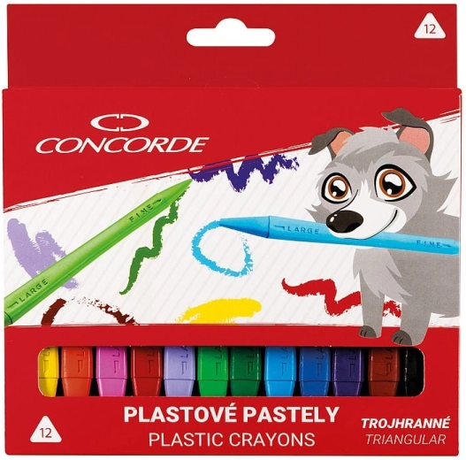 Plastiske trekantede farvekridt CONCORDE, 12 farver