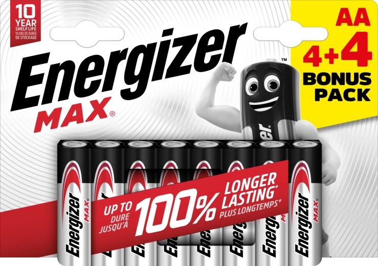 Energizer Max AA alkaliske batterier 8 stk.