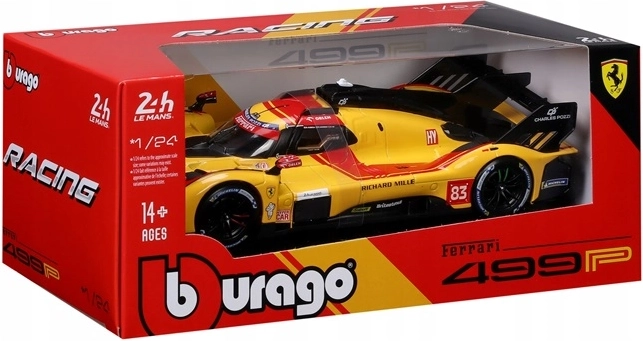 BBU Ferrari Racing 499P Le Mans gul bilmodel 1:24