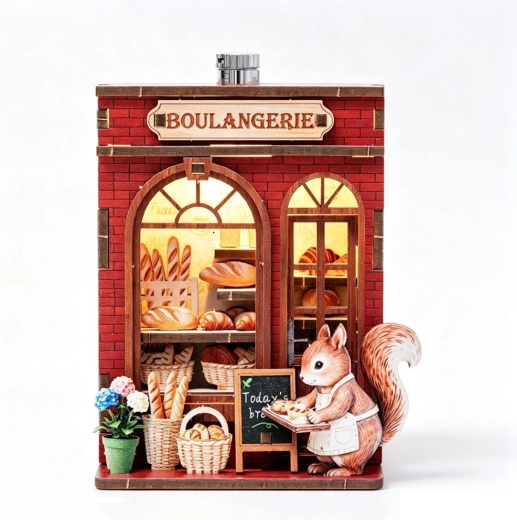 2Kids Toys 3D træ-DIY-byggesæt magnet – egernets bageri