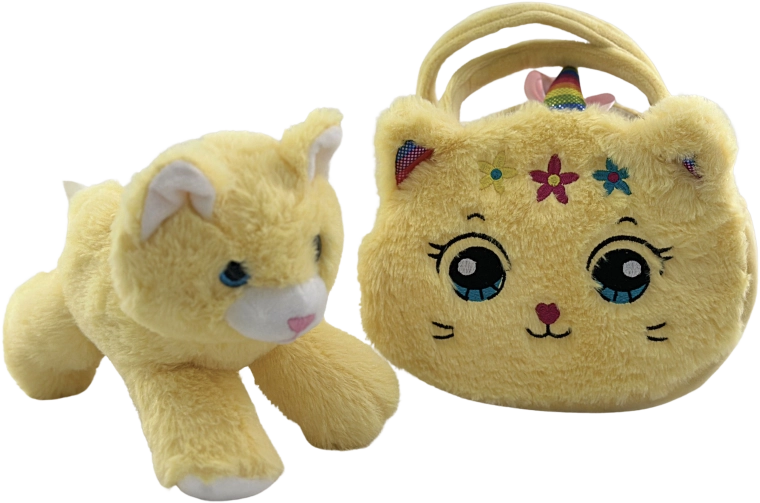 Plys håndtaske kat med plysdyr Olivia