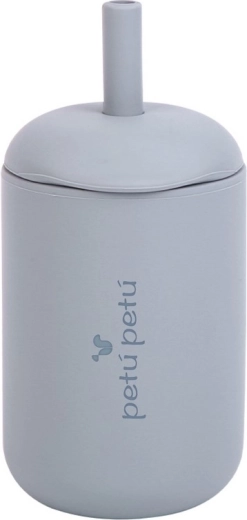 Petú Petú Eli silikonekop med sugerør dusty blue