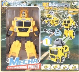 Sammenfoldelig skrue-robot gul 2-i-1 – lastbil med gravko