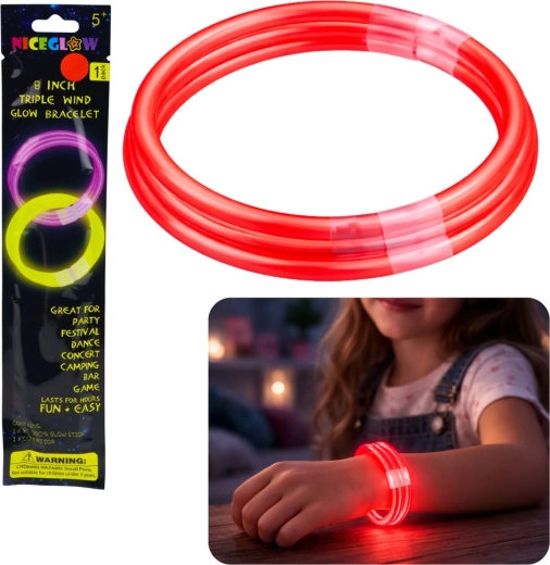 Tredobbelt fluorescerende selvlysende armbånd til mørke Glow Stick 20 cm