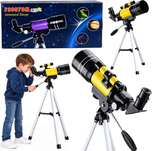 Astronomisk teleskop til børn med stativ og telefonholder