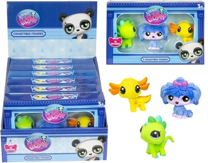 Viskelæderfigurer LITTLES PET SHOP – sæt med 3 stk.