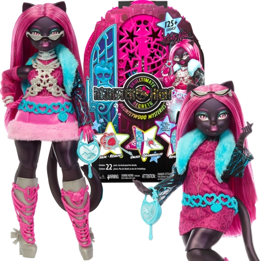 Monster High-dukke Catty Noir med garderobeskab og overraskelser