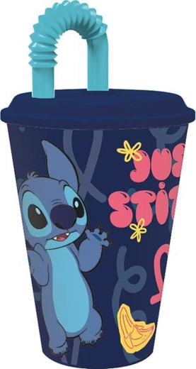 Plastikkop med sugerør STITCH 430 ml