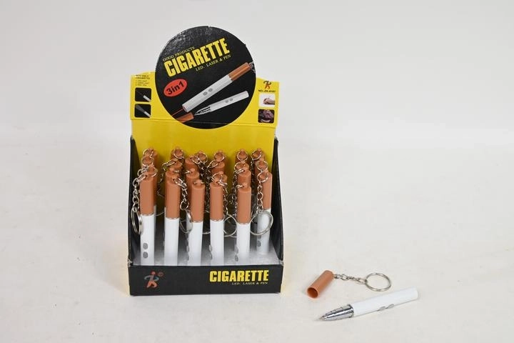 Lysende nøglering i cigaretform – salgsdisplay 24 stk.
