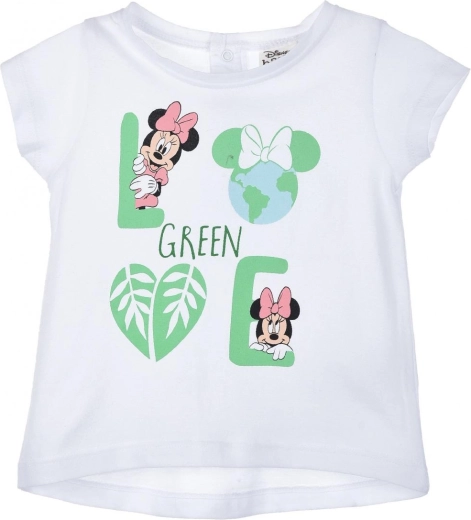 Hvid Minnie Mouse Green Love-børnebluse