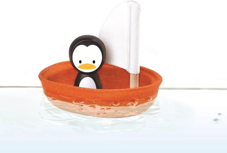 PlanToys sejlbåd med pingvin