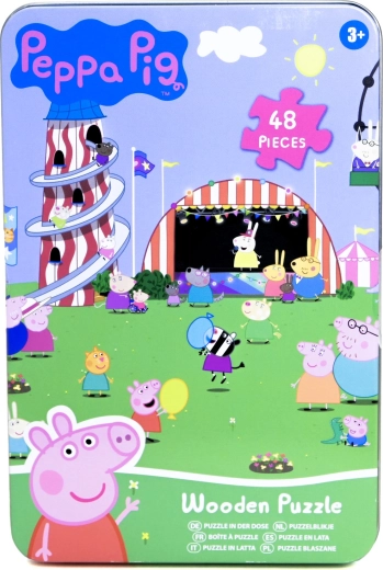 Træpuslespil Peppa Pig i metaldåse – 48 brikker