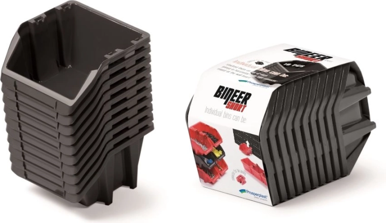 Sæt opbevaringsbokse BINEER Short, 10 stk., 180 × 98 × 118 mm, sort