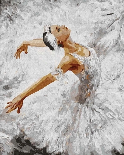 Diamantmaling ballerina i hvid 30 × 40 cm NORIMPEX