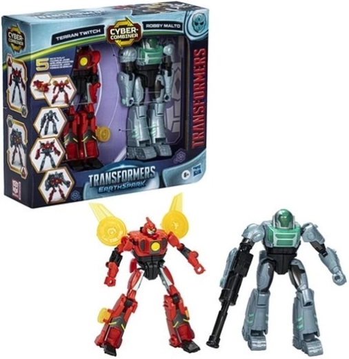 Transformers EarthSpark Cyber Combiner-sæt Terran Twitch og Robby Malto
