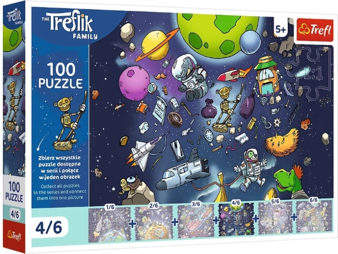 Puzzle Trefl Treflik-familien: Robobot i rummet – 100 brikker