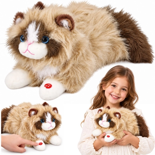 Interaktiv plyskat med mjaven, beige, 40 cm