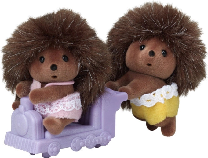 Sylvanian Families pindsvinetvillinger med lilla lokomotiv