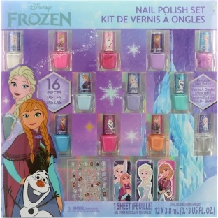 Frozen neglesæt til børn, 12 lakker, klistermærker og neglefile