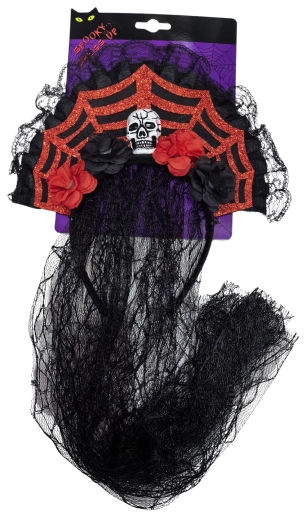 Halloween-slør med kranie og roser