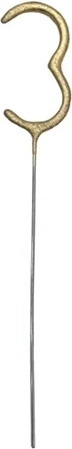 Stjernekaster i form af tallet 3, guld 15 cm - 1 stk.