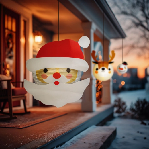 Julepapirslanterne med julemanden, 30 cm