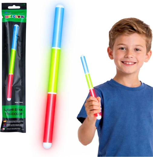 Fluorescerende trefarvet lysende Glow Stick 31,5 cm