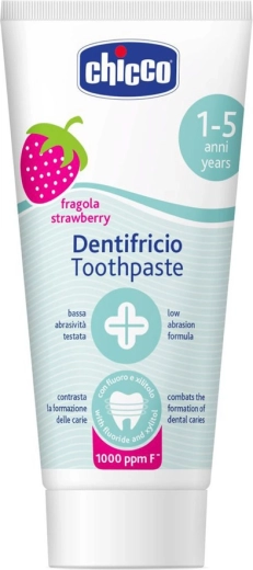 Chicco børnetandpasta jordbær med fluor 50 ml (1–5 år)