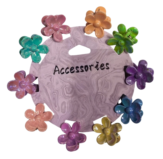 Sæt hårklemmer i blomsterform, farverigt mix, 10 stk.