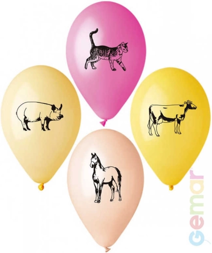 Gemar pastel latexballon med tryk – bondegård 26 cm - 1 stk.