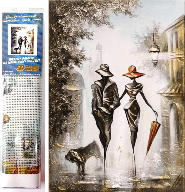 Diamantmaling Romantisk gåtur 30x40 cm