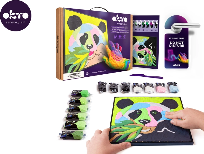 OKTO Panda kunstsæt til maling på lærred 30x30 cm