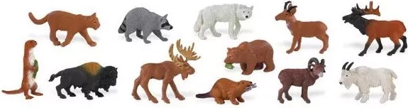 Safari Ltd dyr fra Nordamerika – sæt med 48 miniaturer