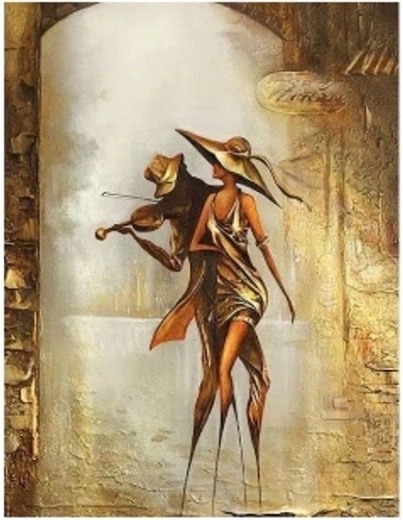Diamantmaling – par med violin 30 × 40 cm