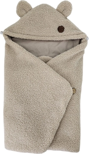 EKO svøbepose til autostol i bouclé med bomuld, mørk beige, 110 × 100 cm – Mørk beige