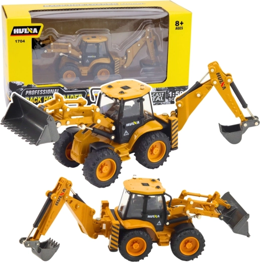 Metalmodel af rendegraver Huina i gul udførelse 1:50
